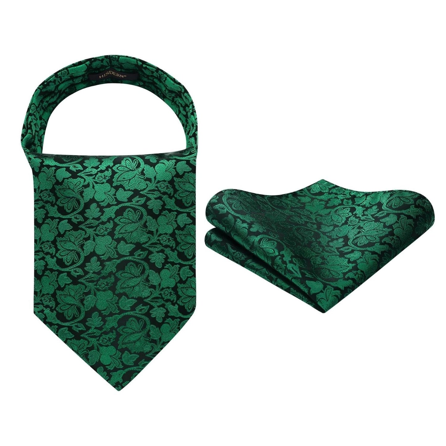 Hisdern Floral Green Ascot Cravat for Men Wedding Formal