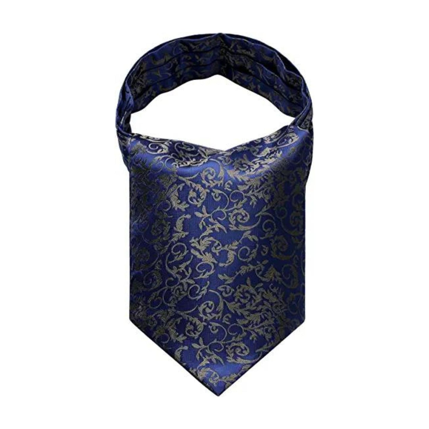 Hisdern Floral Navy Blue Ascot Cravat for Men Wedding Formal