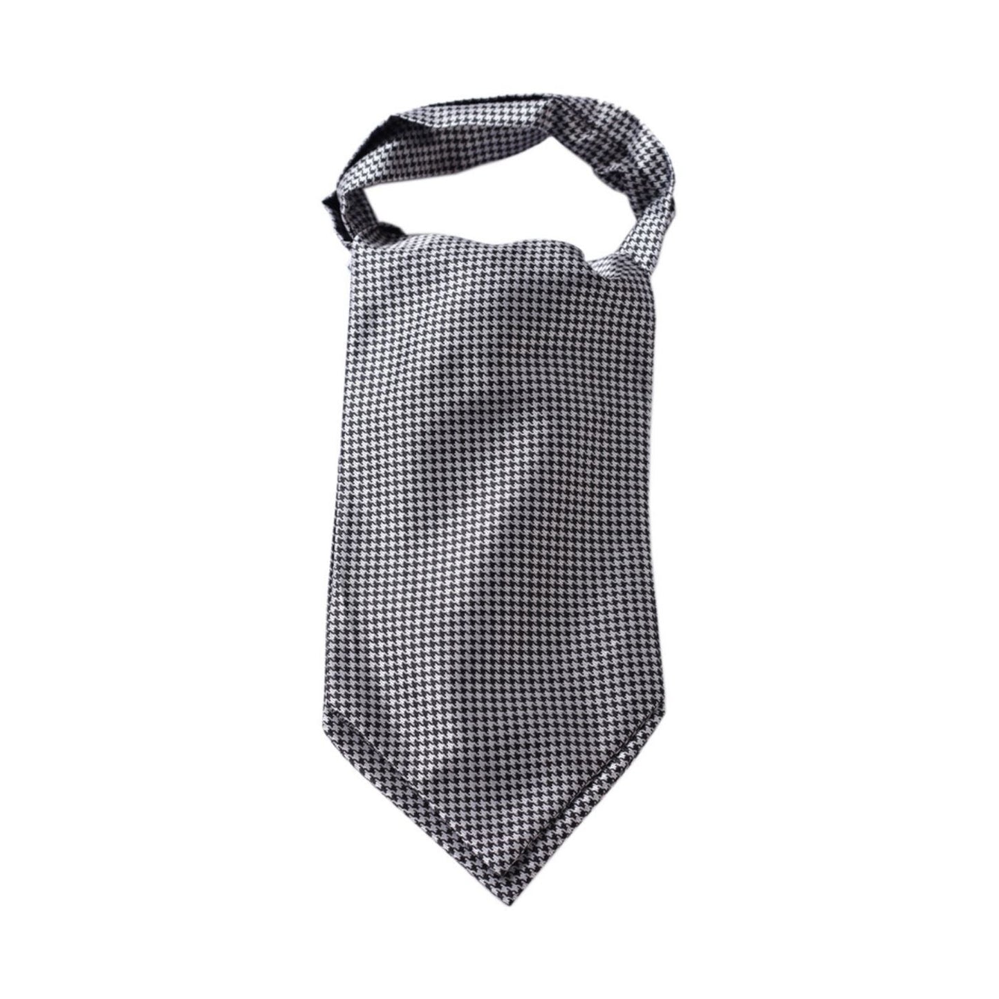 Hisdern Houndstooth Ascot for Men Grey Black Vintage Style Neckwear Set