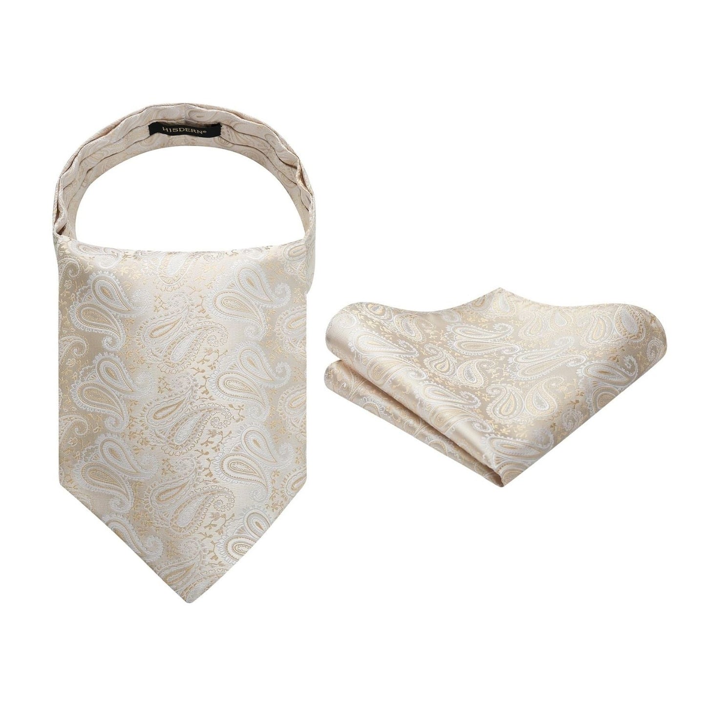 Hisdern Paisley Ascot Cravat for Men Champagne Formal Neckwear