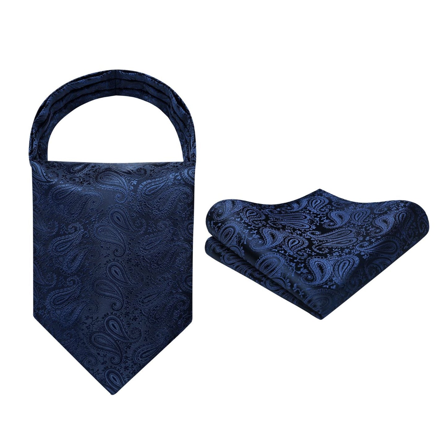 Hisdern Floral Navy Blue Ascot Cravat for Men Wedding Formal