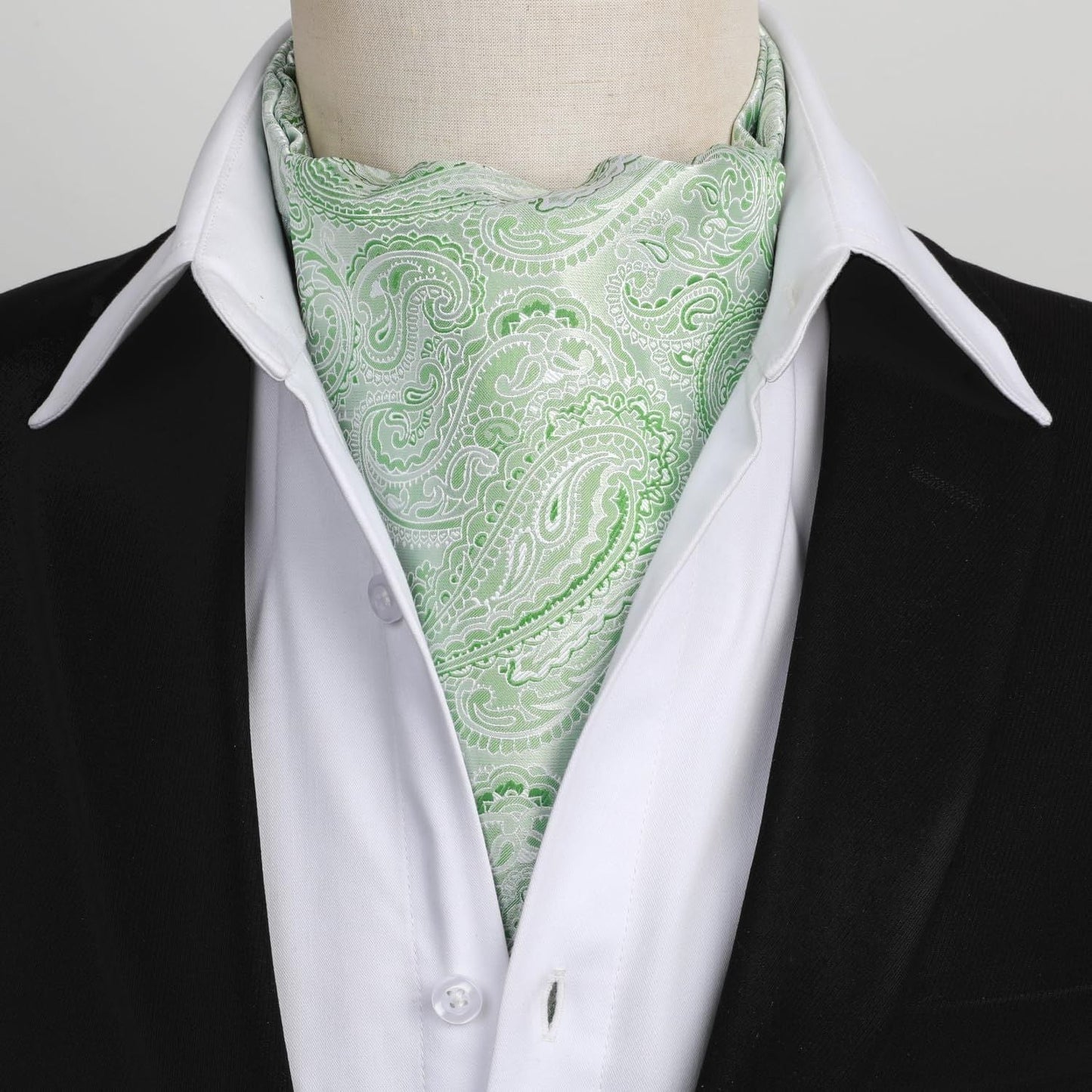 Hisdern Sage Green Paisley Wedding Ascot Handkerchief Set
