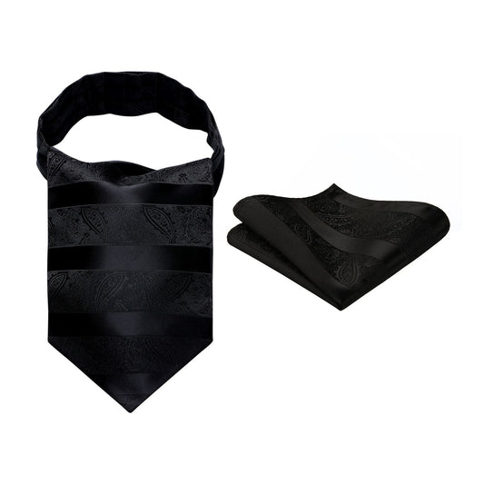 Hisdern Floral Black Ascot Cravat for Men Wedding Formal