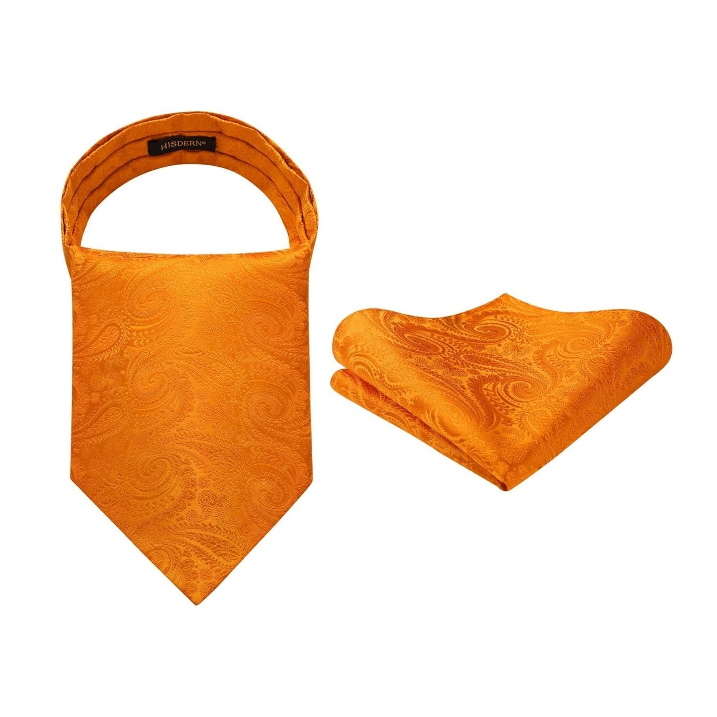 Hisdern Paisley Ascot Cravat for Men Orange Formal Neckwear