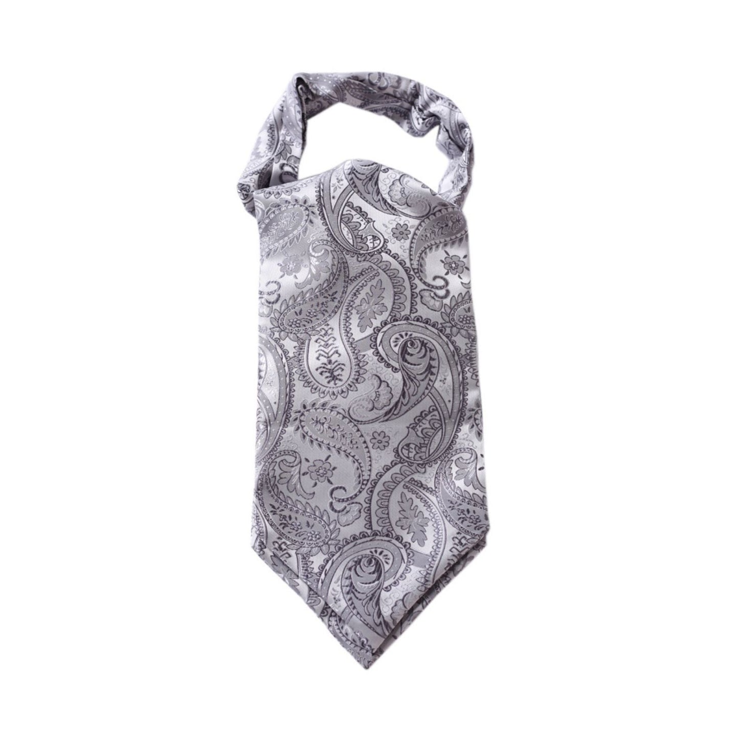 Hisdern Paisley Ascot Cravat for Men Grey Formal Neckwear