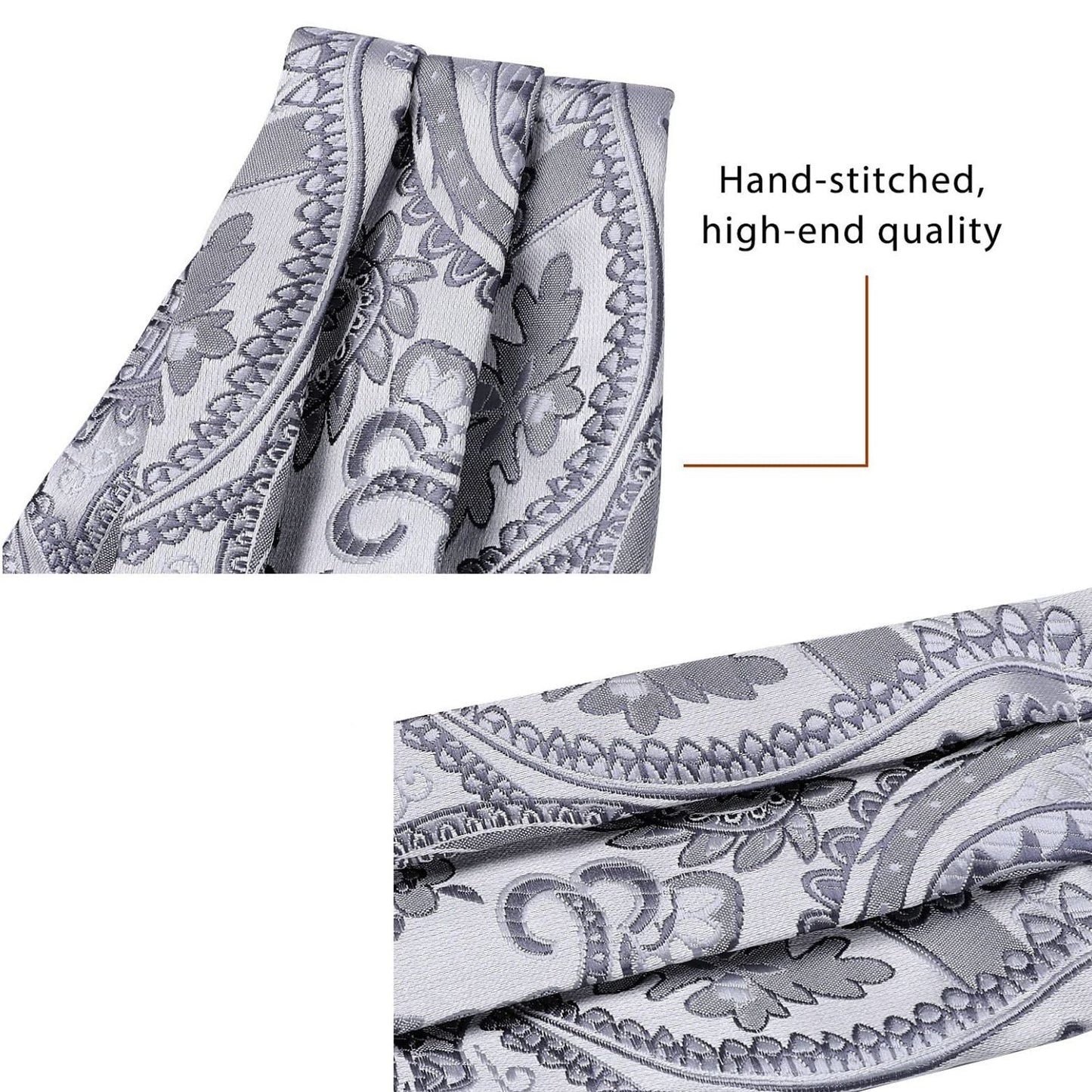 Hisdern Paisley Ascot Cravat for Men Grey Formal Neckwear