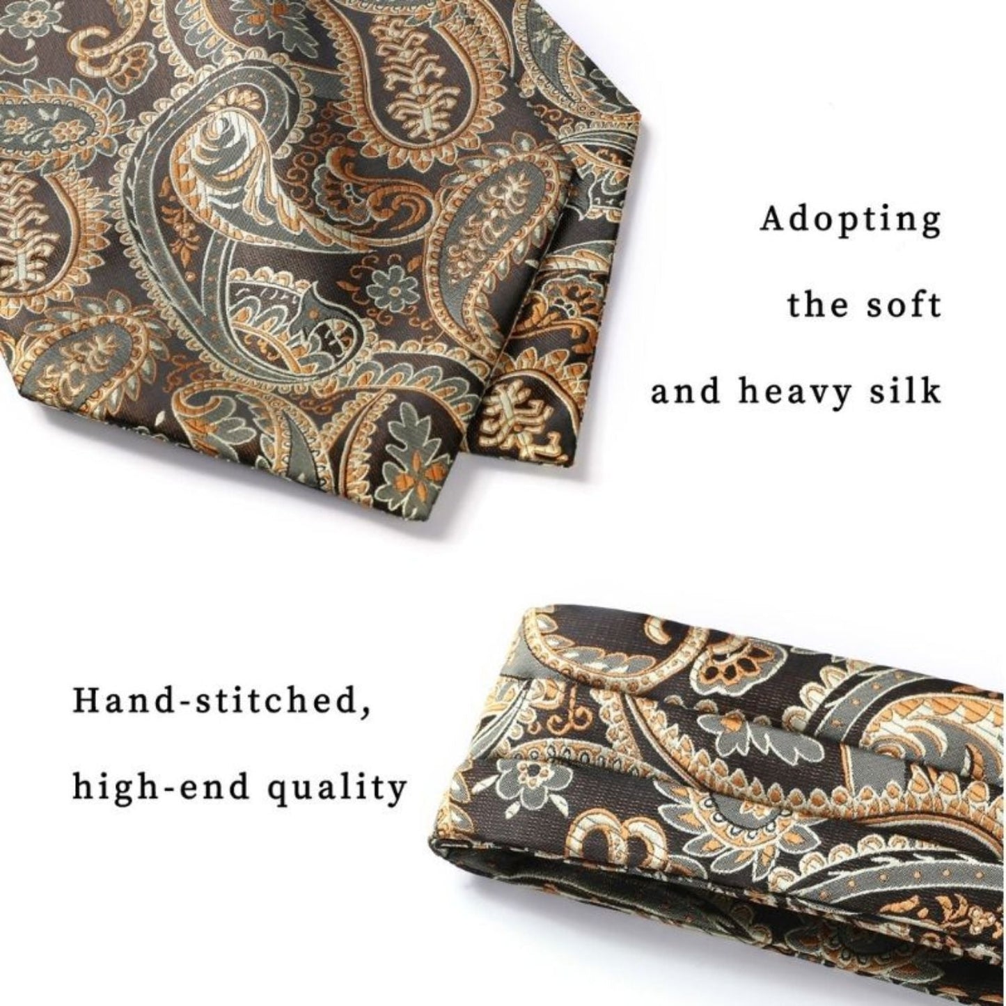Hisdern Gold Paisley Men’s Neckwear for Casual Style