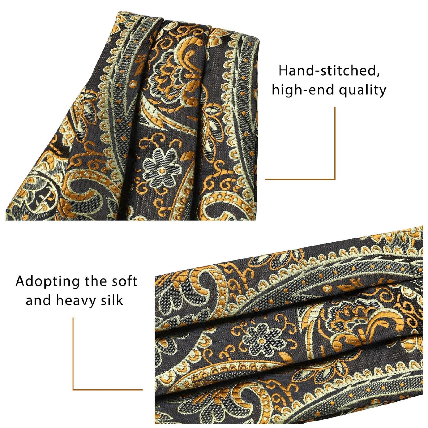 Hisdern Gold Paisley Men’s Neckwear for Casual Style