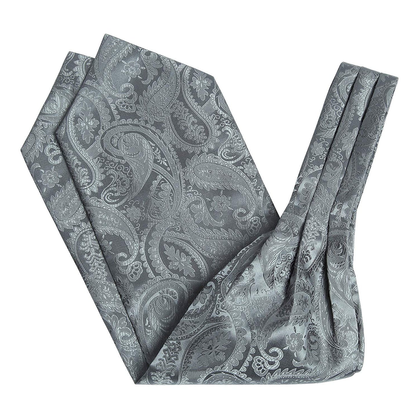 Hisdern Paisley Ascot Cravat for Men Grey Formal Neckwear
