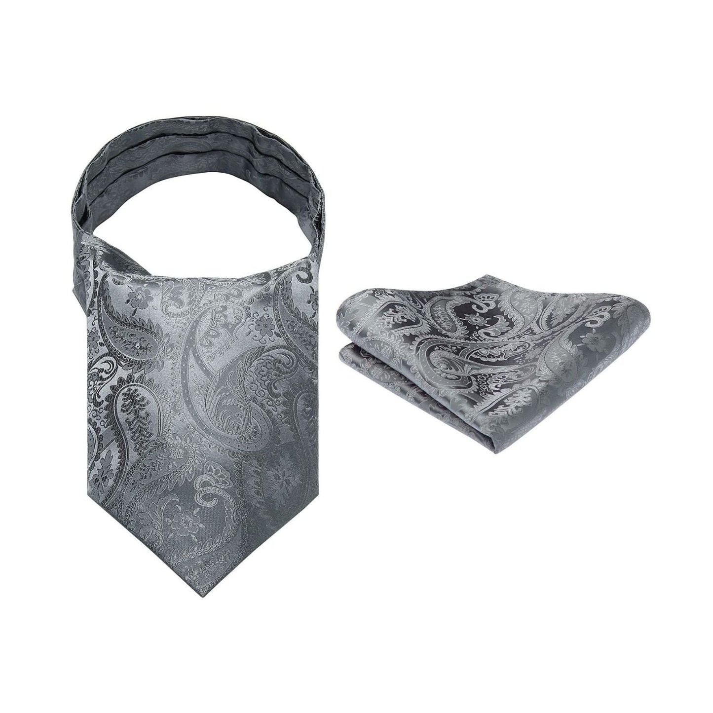 Hisdern Paisley Ascot Cravat for Men Grey Formal Neckwear