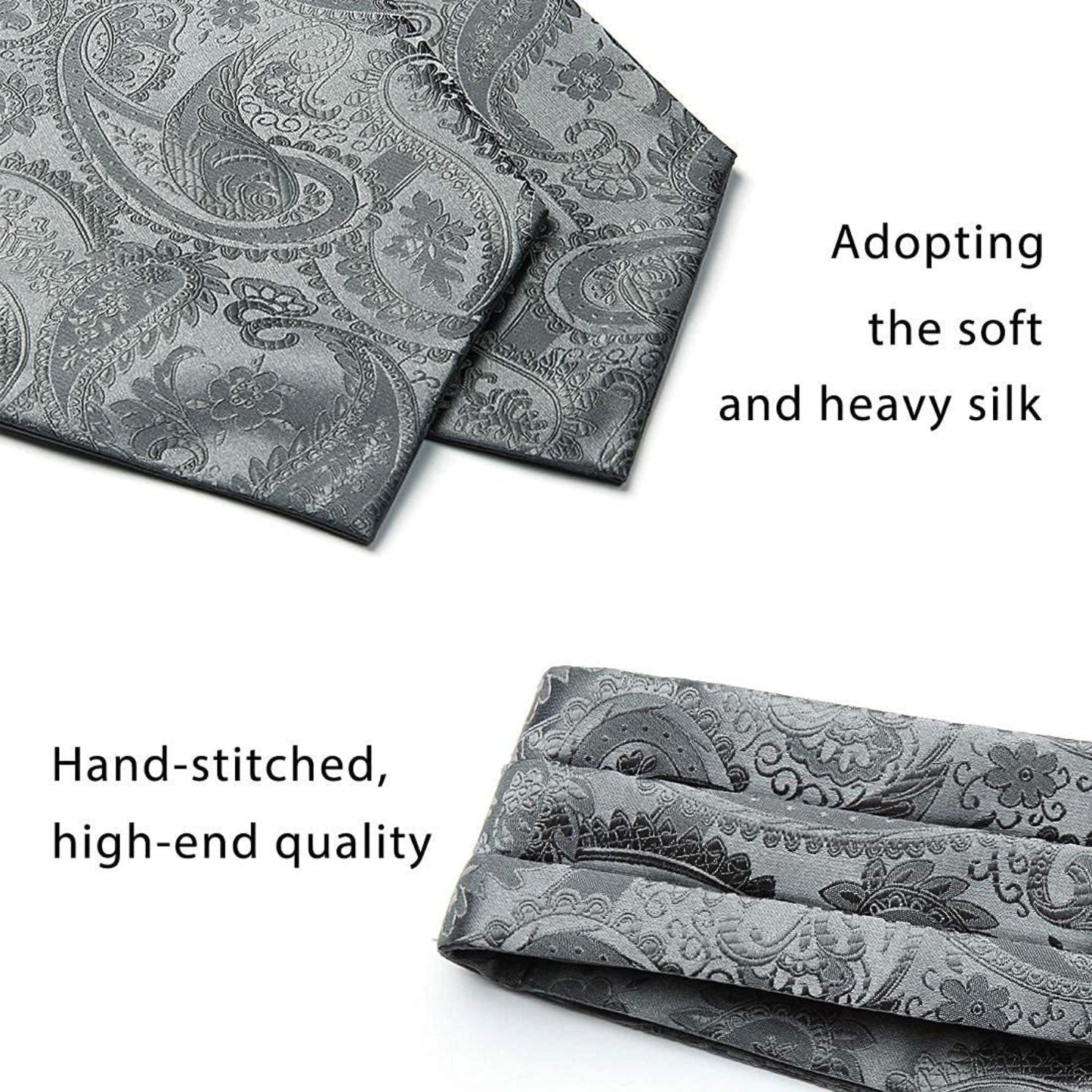 Hisdern Paisley Ascot Cravat for Men Grey Formal Neckwear