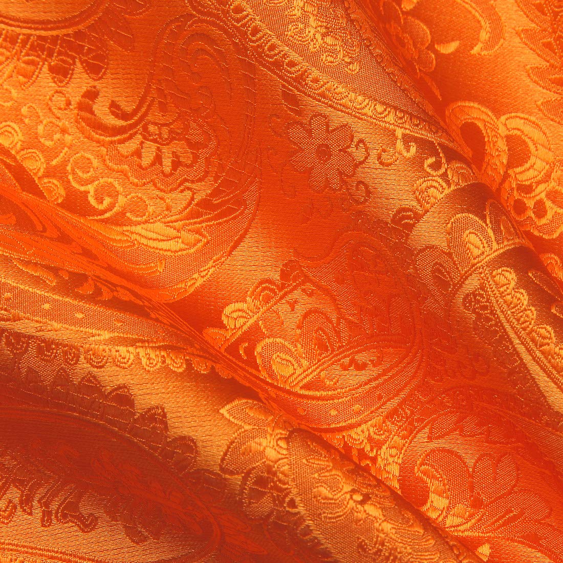 Hisdern Paisley Ascot Cravat for Men Orange Formal Neckwear