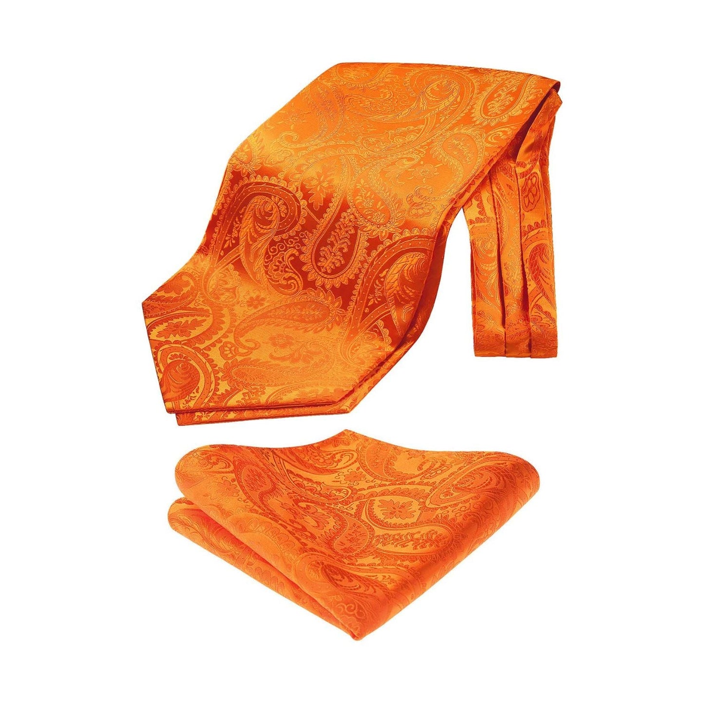 Hisdern Paisley Ascot Cravat for Men Orange Formal Neckwear