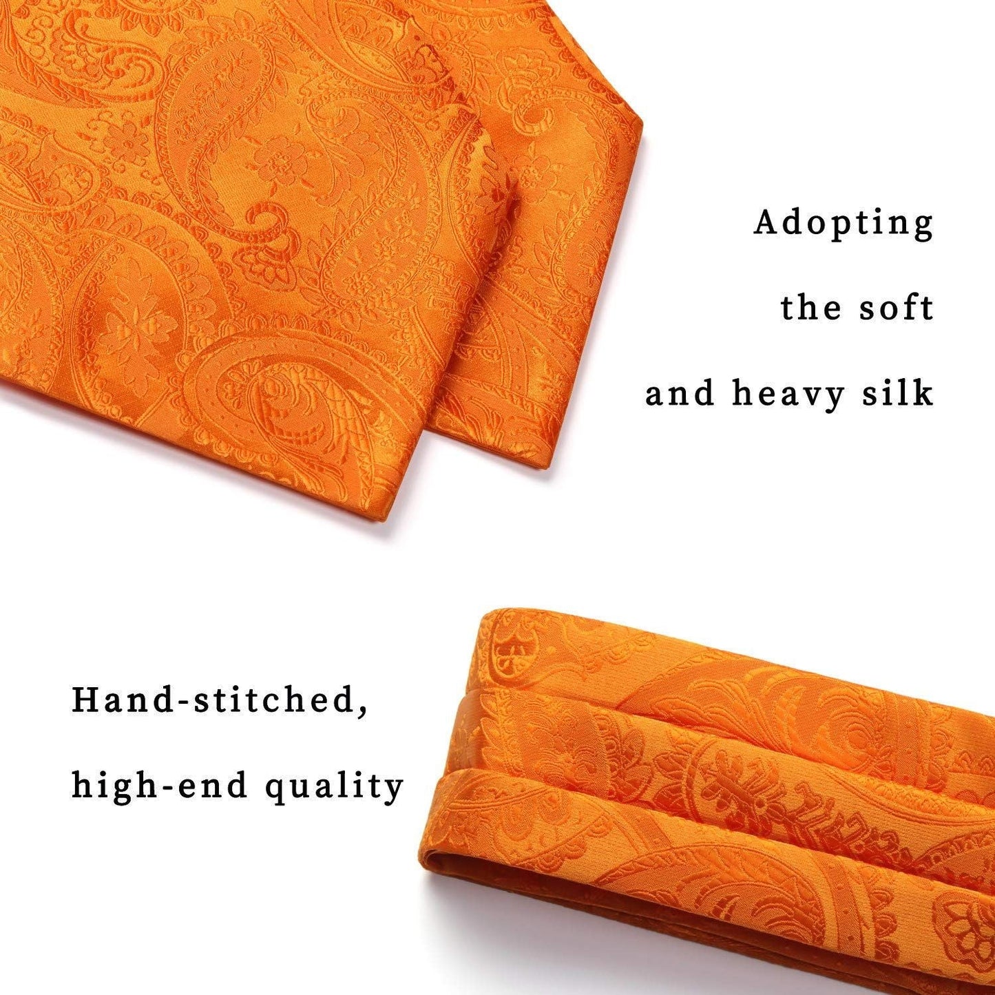 Hisdern Paisley Ascot Cravat for Men Orange Formal Neckwear