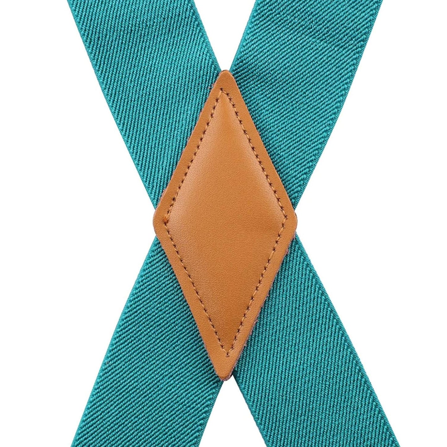 Hisdern 1.4 Inch Adjustable Suspender Aqua with 4-Clip for Formal Pants