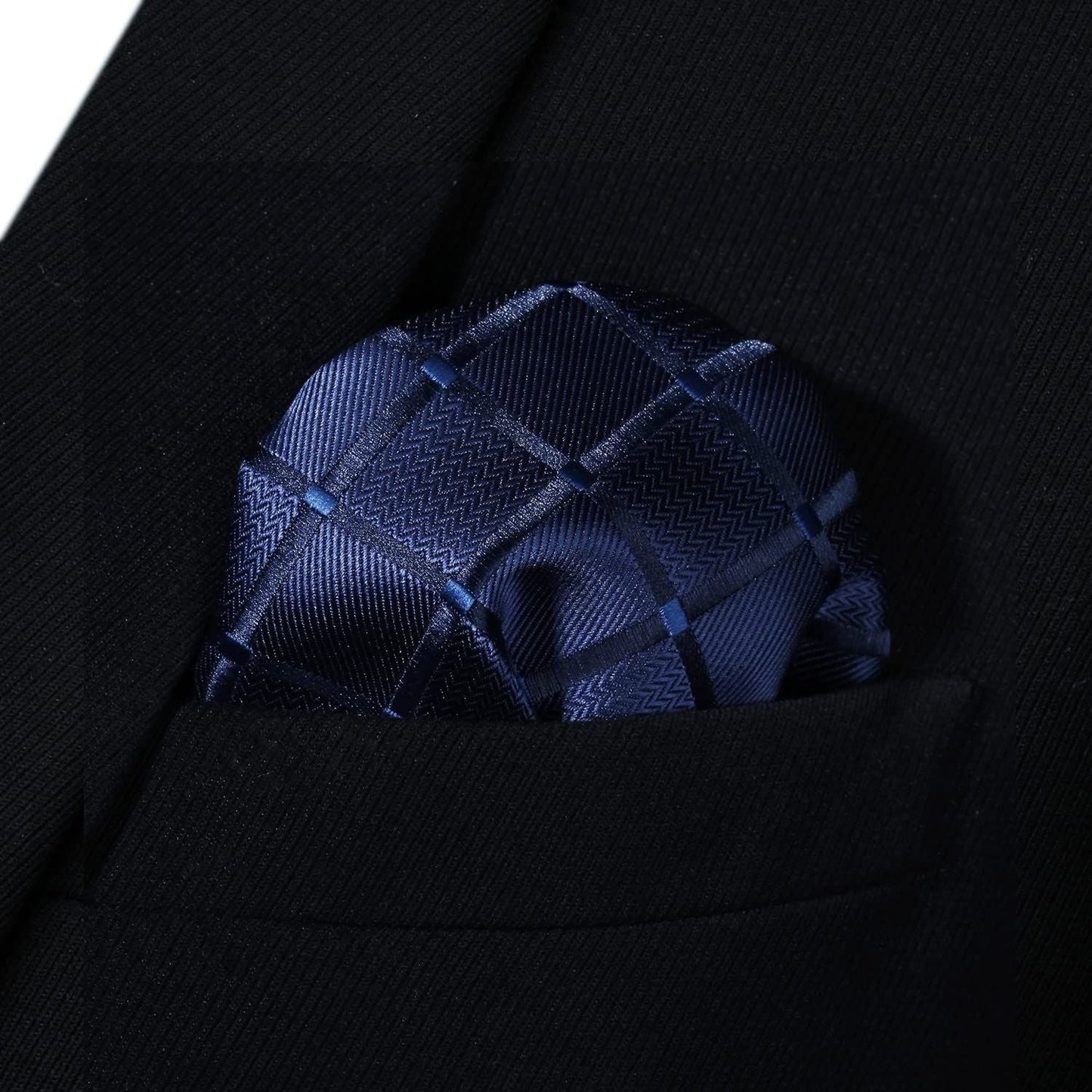 Hisdern Plaid Suspenders Bow Tie Set Navy Blue Pattern Accessories
