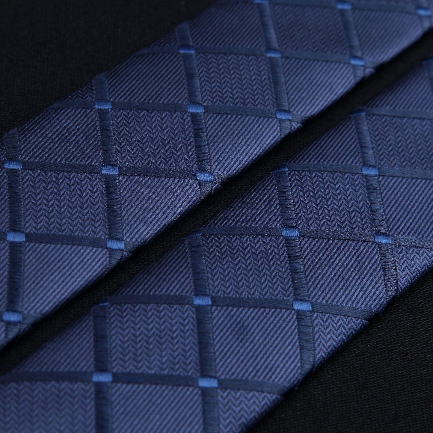 Hisdern Plaid Suspenders Pre-tied Bow Tie Set Navy Blue Pattern Accessories