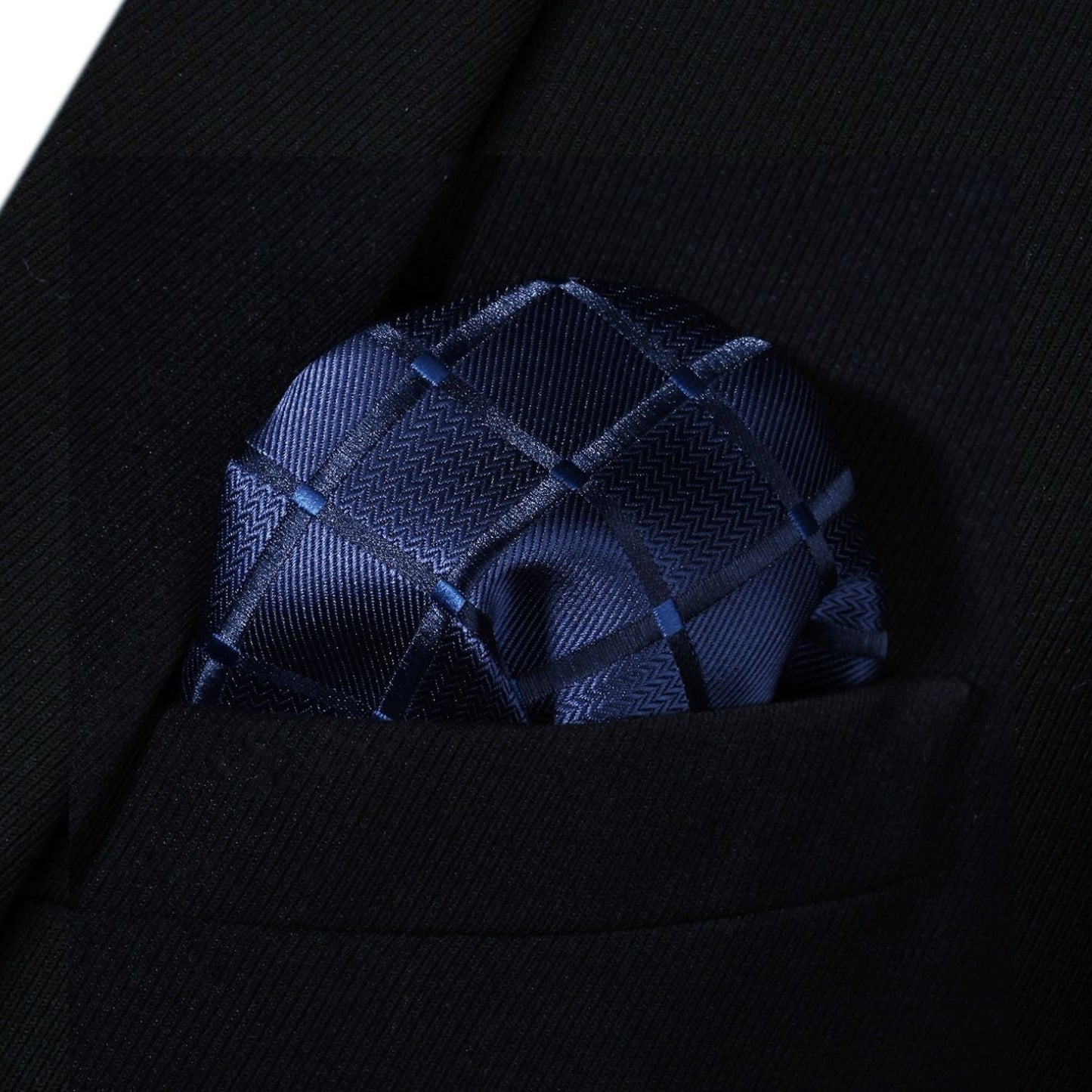 Hisdern Plaid Suspenders Pre-tied Bow Tie Set Navy Blue Pattern Accessories