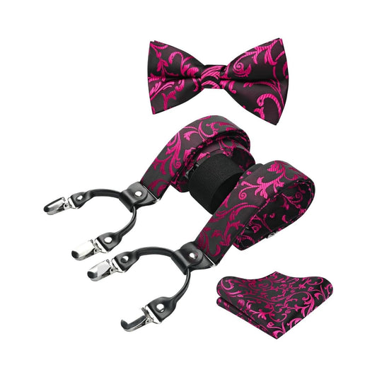 Hisdern Paisley Suspenders Bow Tie Set Purple Formal Accessories