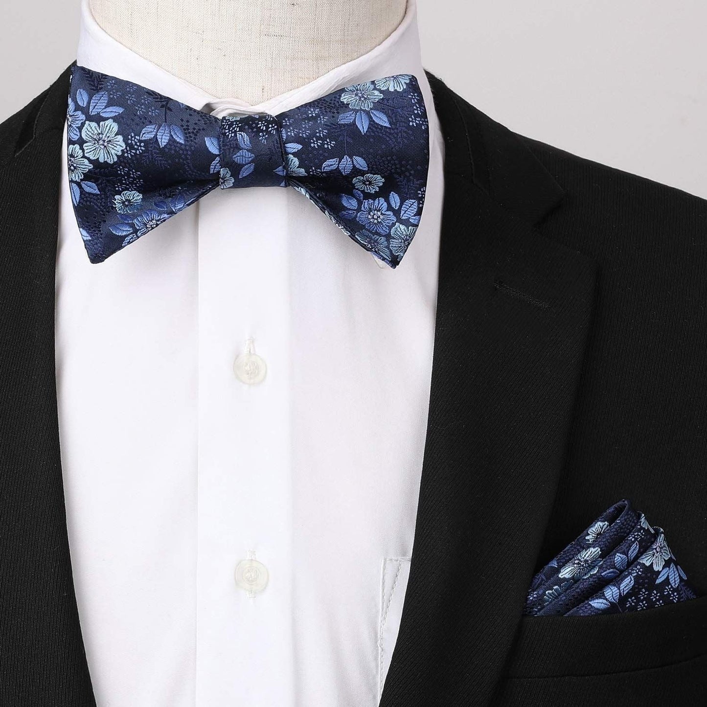 Hisdern Paisley Suspenders Bow Tie Set Blue Formal Accessories