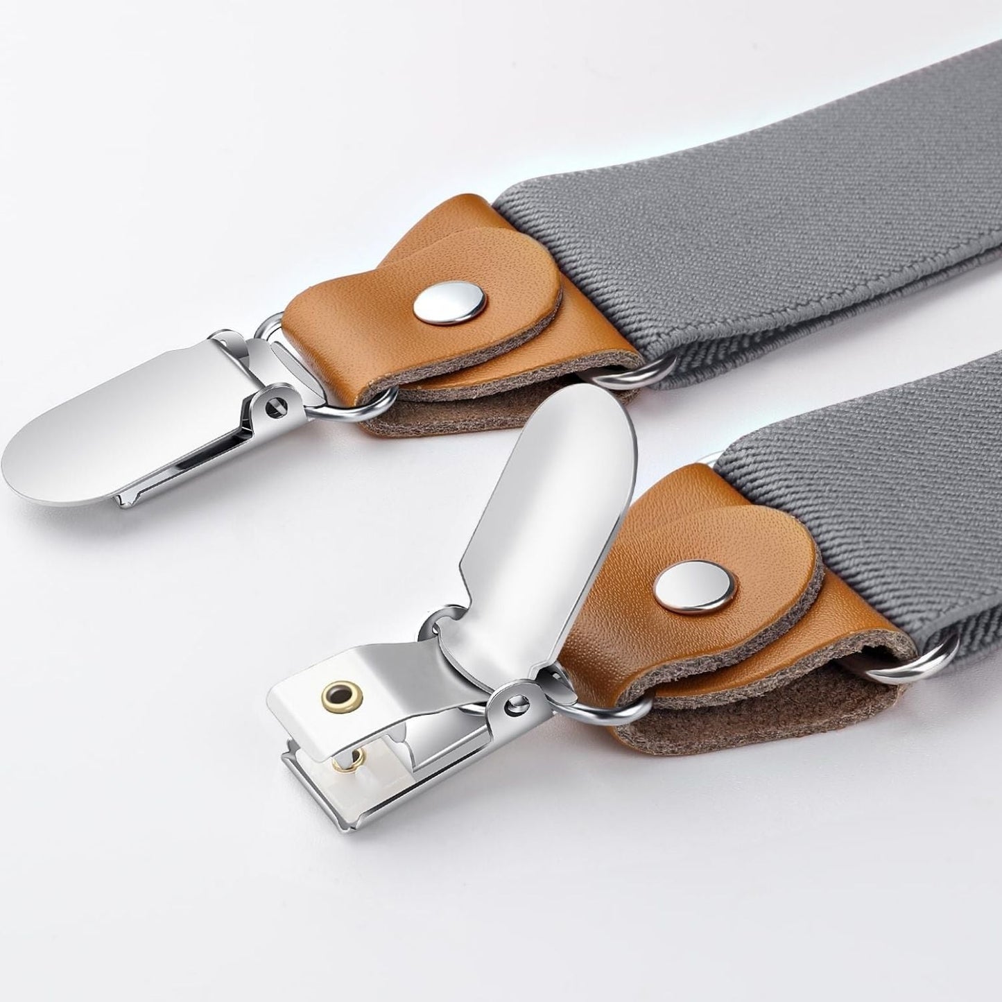 Hisdern Classic Grey Suspenders Y-Back Adjustable Fit for Men