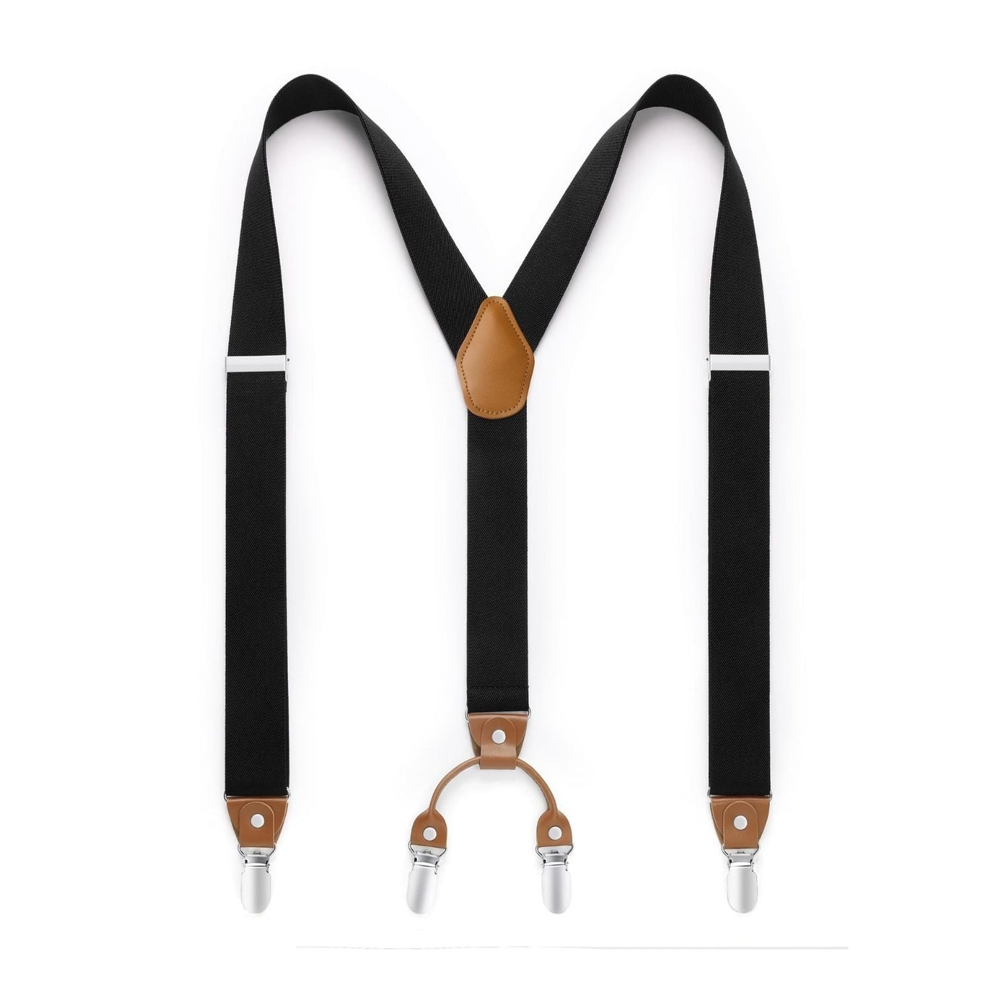 Hisdern Classic Black Suspenders Y-Back Adjustable Fit for Men