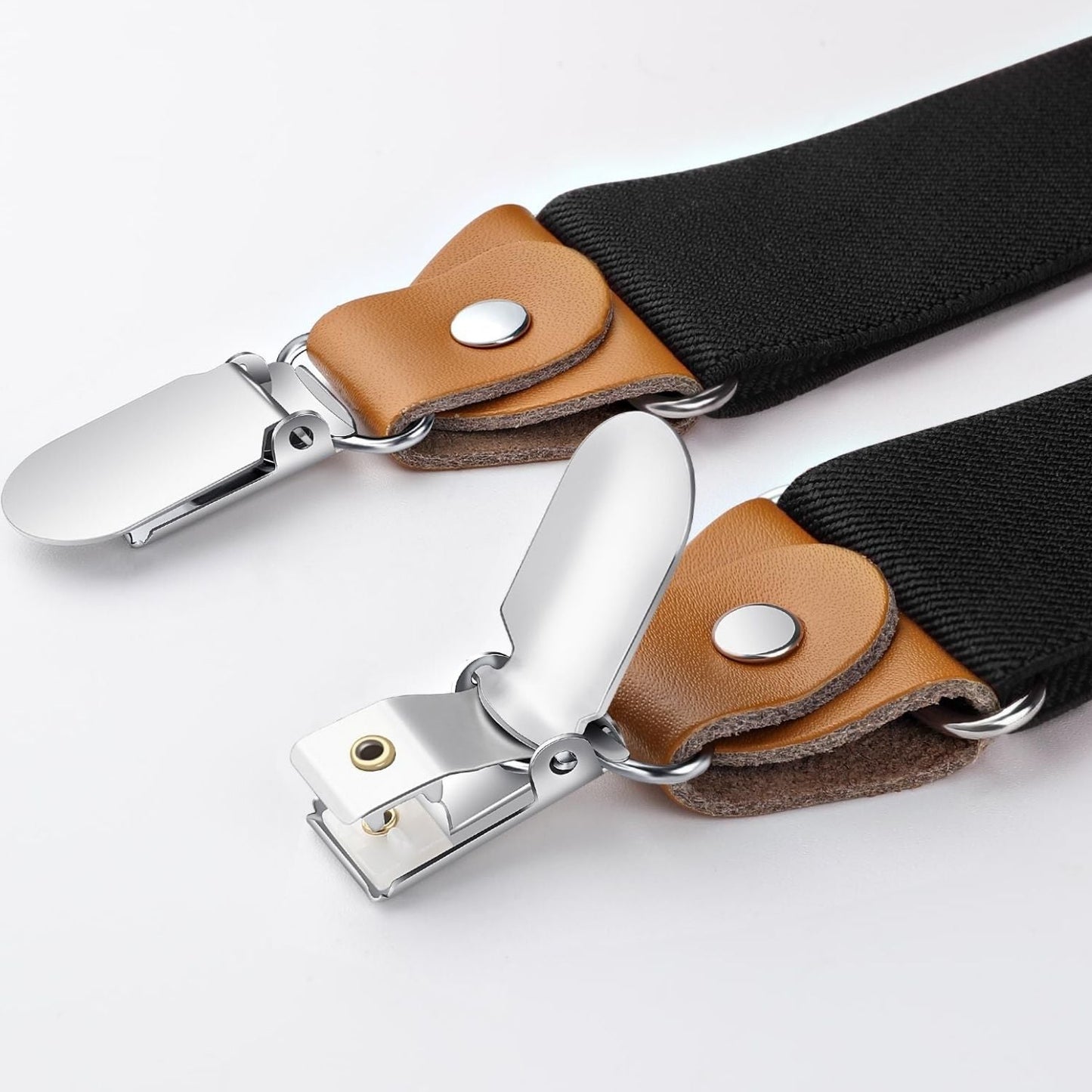 Hisdern Classic Black Suspenders Y-Back Adjustable Fit for Men