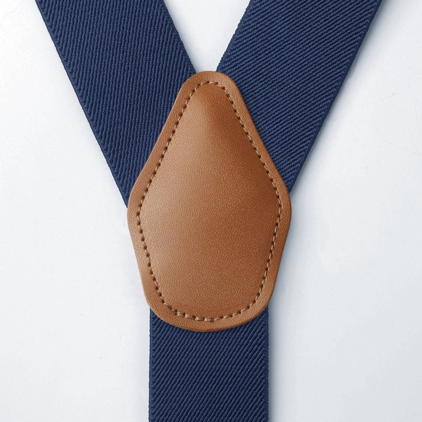 Hisdern Classic Navy Blue Suspenders Y-Back Adjustable Fit for Men