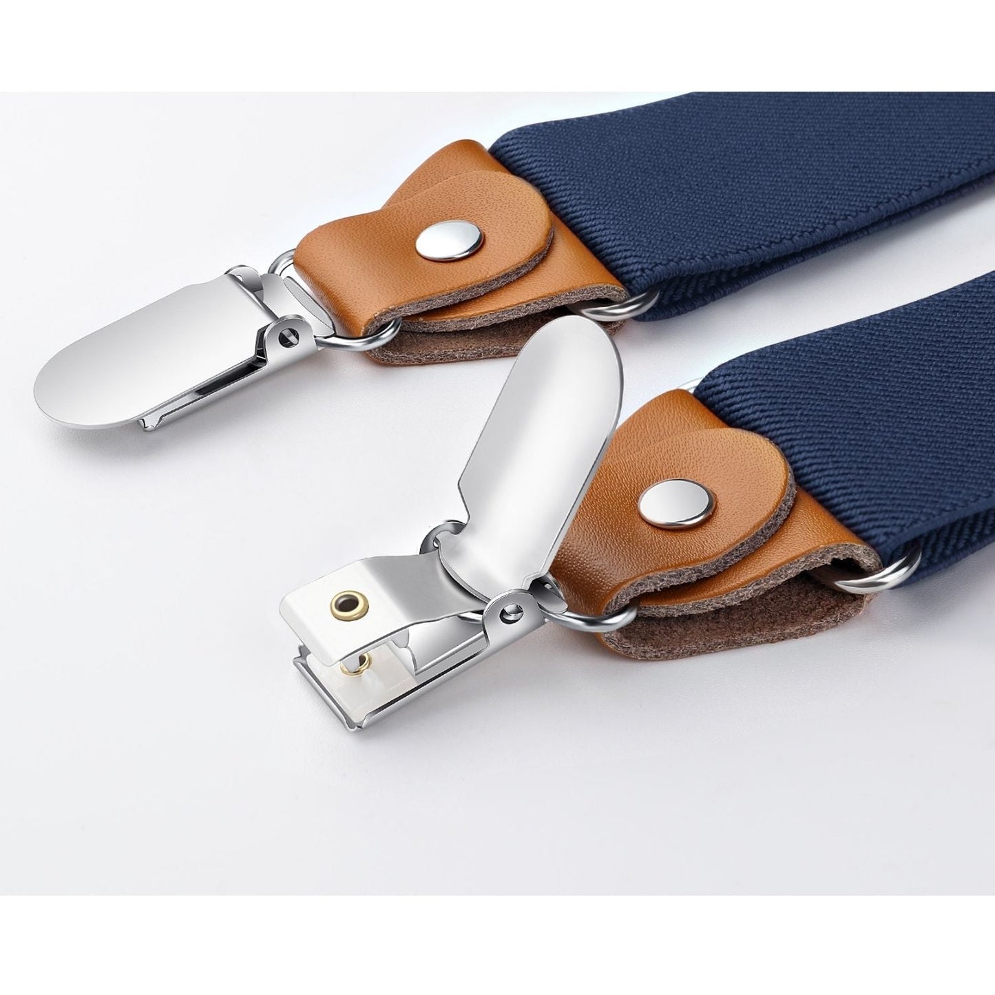 Hisdern Classic Navy Blue Suspenders Y-Back Adjustable Fit for Men