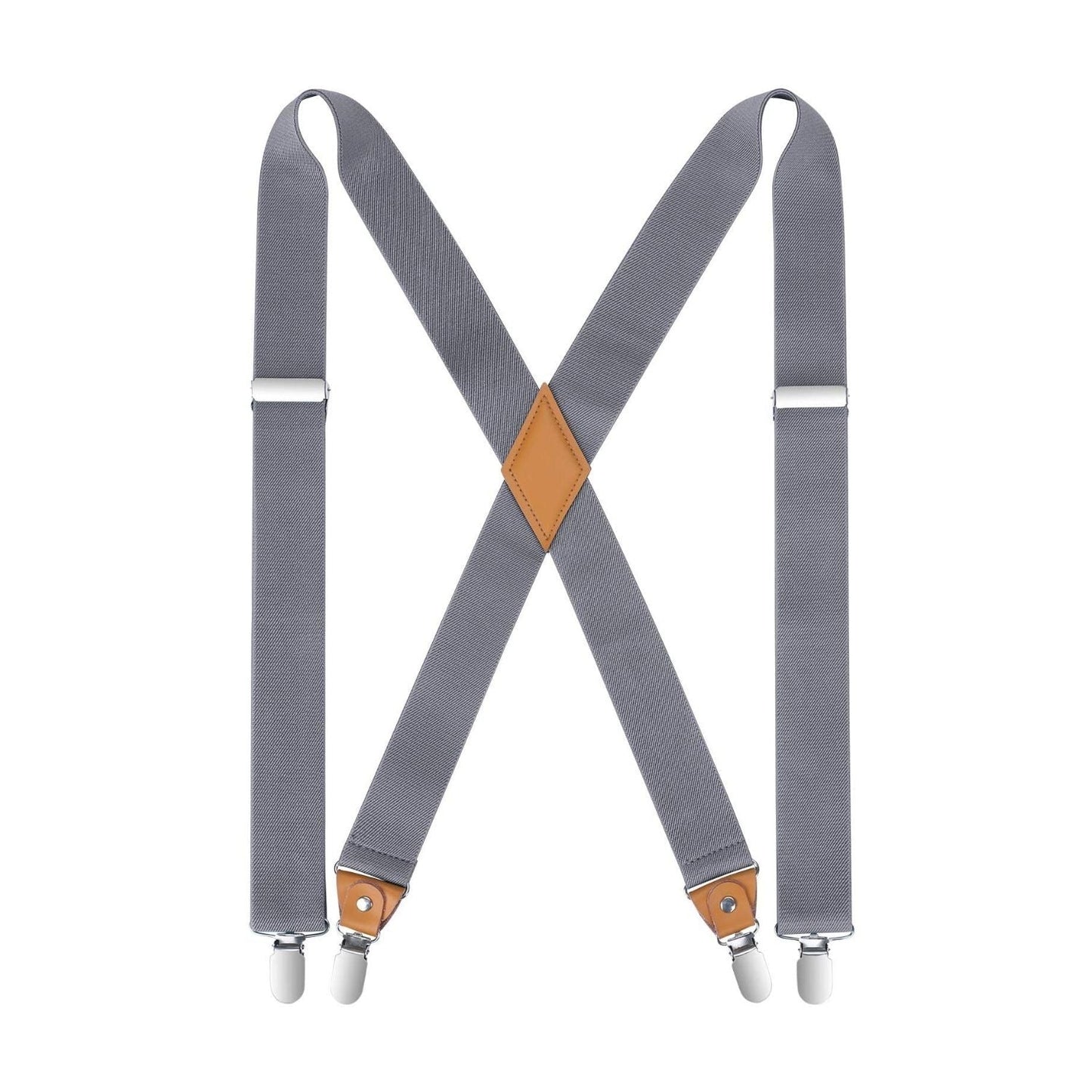 Hisdern Classic Grey Suspenders X-Back Adjustable Fit for Men