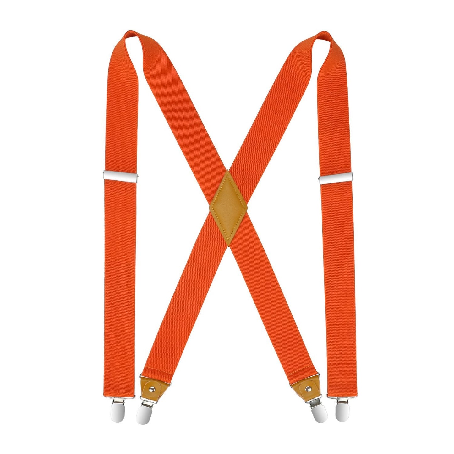 Hisdern 1.4 Inch Adjustable Suspender Orange with 4-Clip for Formal Pants