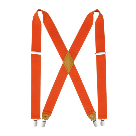 Hisdern 1.4 Inch Adjustable Suspender Orange with 4-Clip for Formal Pants