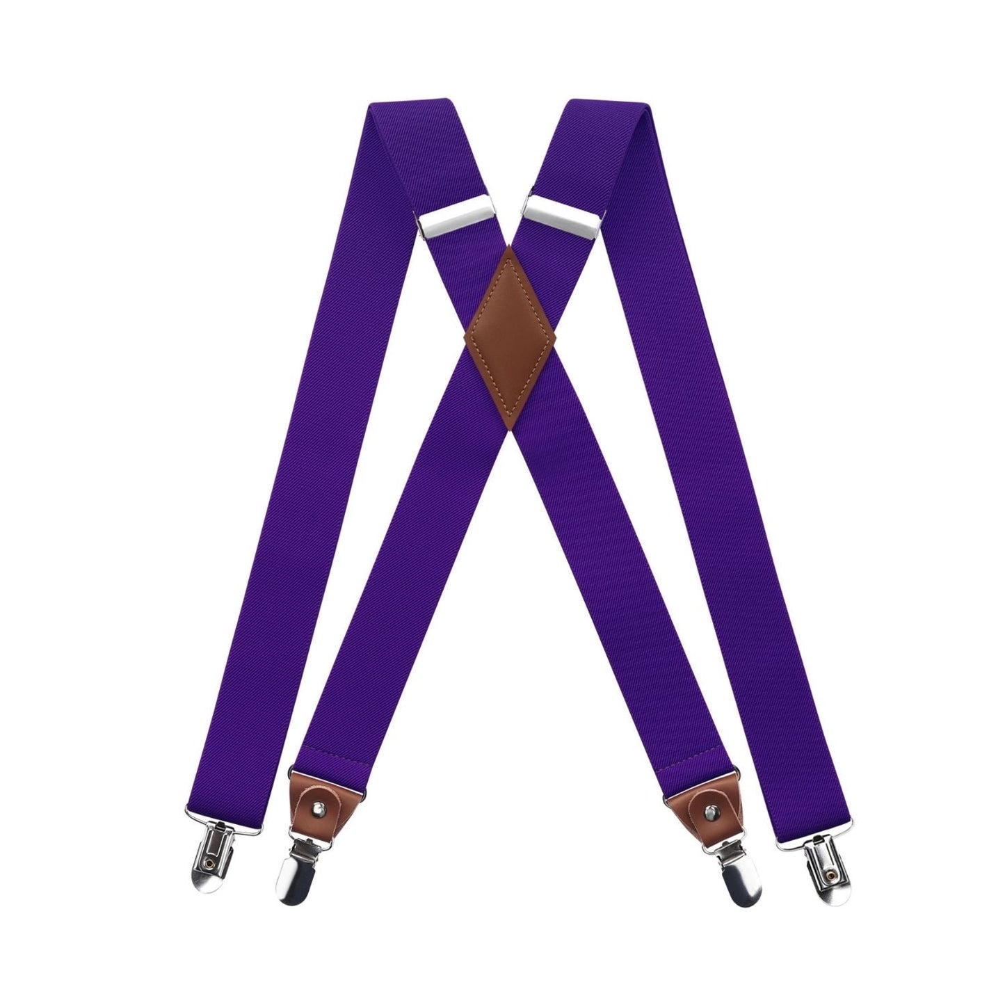 Hisdern 1.4 Inch Adjustable Suspender Purple with 4-Clip for Formal Pants