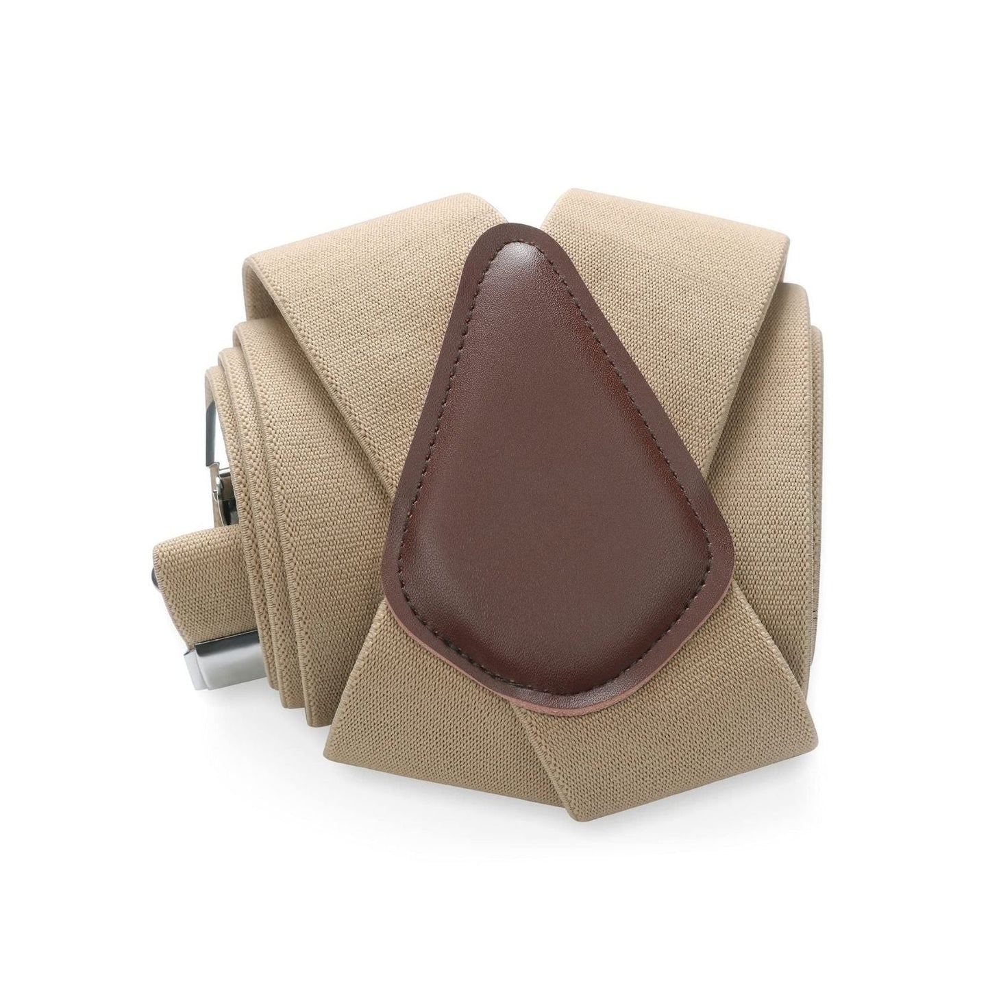 Hisdern 2 Inch Adjustable Suspender Khaki with 4-Clip for Formal Pants