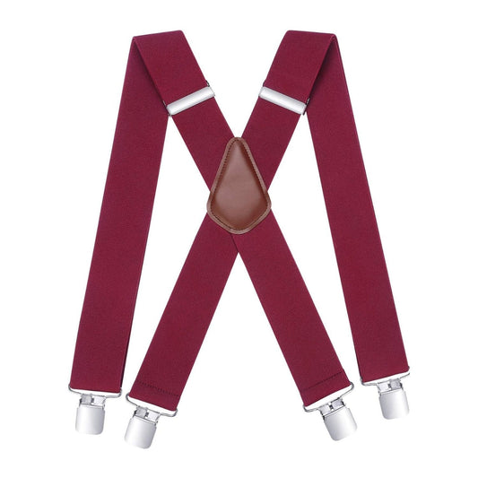 Hisdern 2 Inch Adjustable Suspender Aqua with 4-Clip for Formal Pants