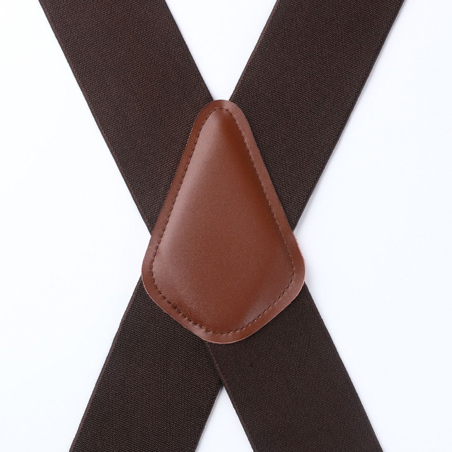 Hisdern 2 Inch Adjustable Suspender Brown with 4-Clip for Formal Pants