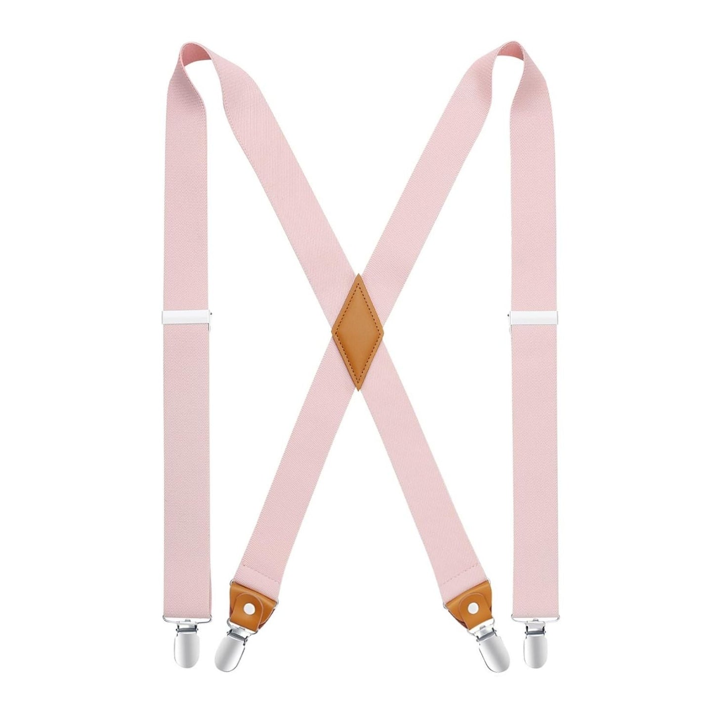 Hisdern 1.4 Inch Adjustable Suspender Pink with 4-Clip for Formal Pants