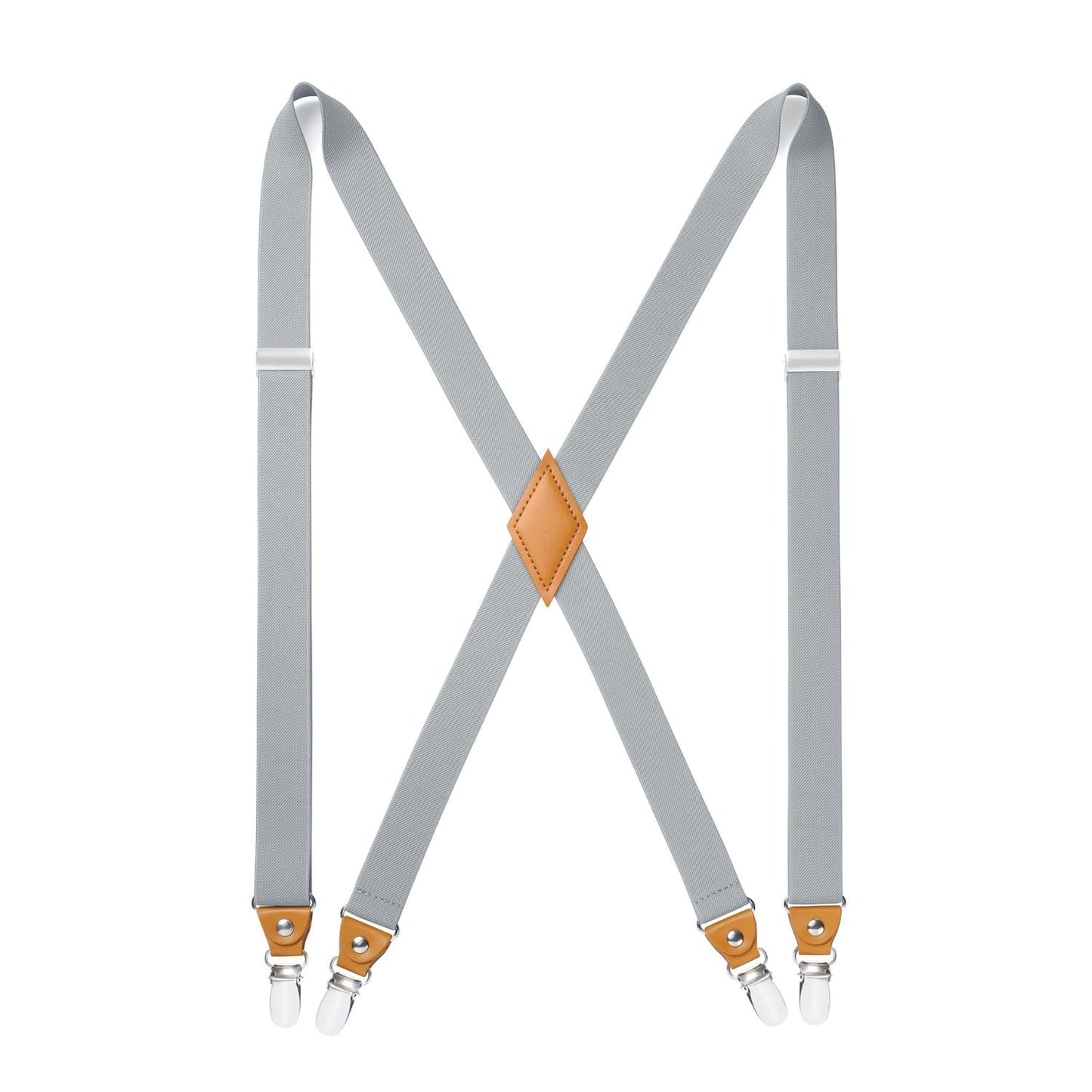 Hisdern 1.0 Inch Adjustable Suspender Grey with 4-Clip for Formal Pants