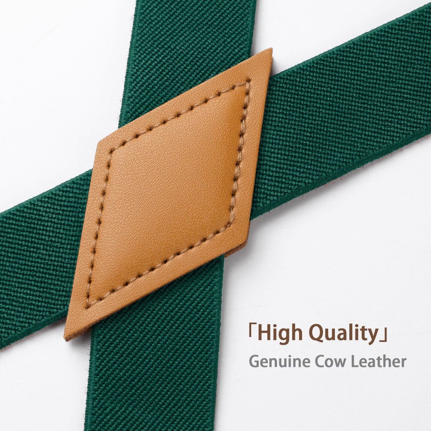 Hisdern 1.0 Inch Adjustable Suspender Green with 4-Clip for Formal Pants