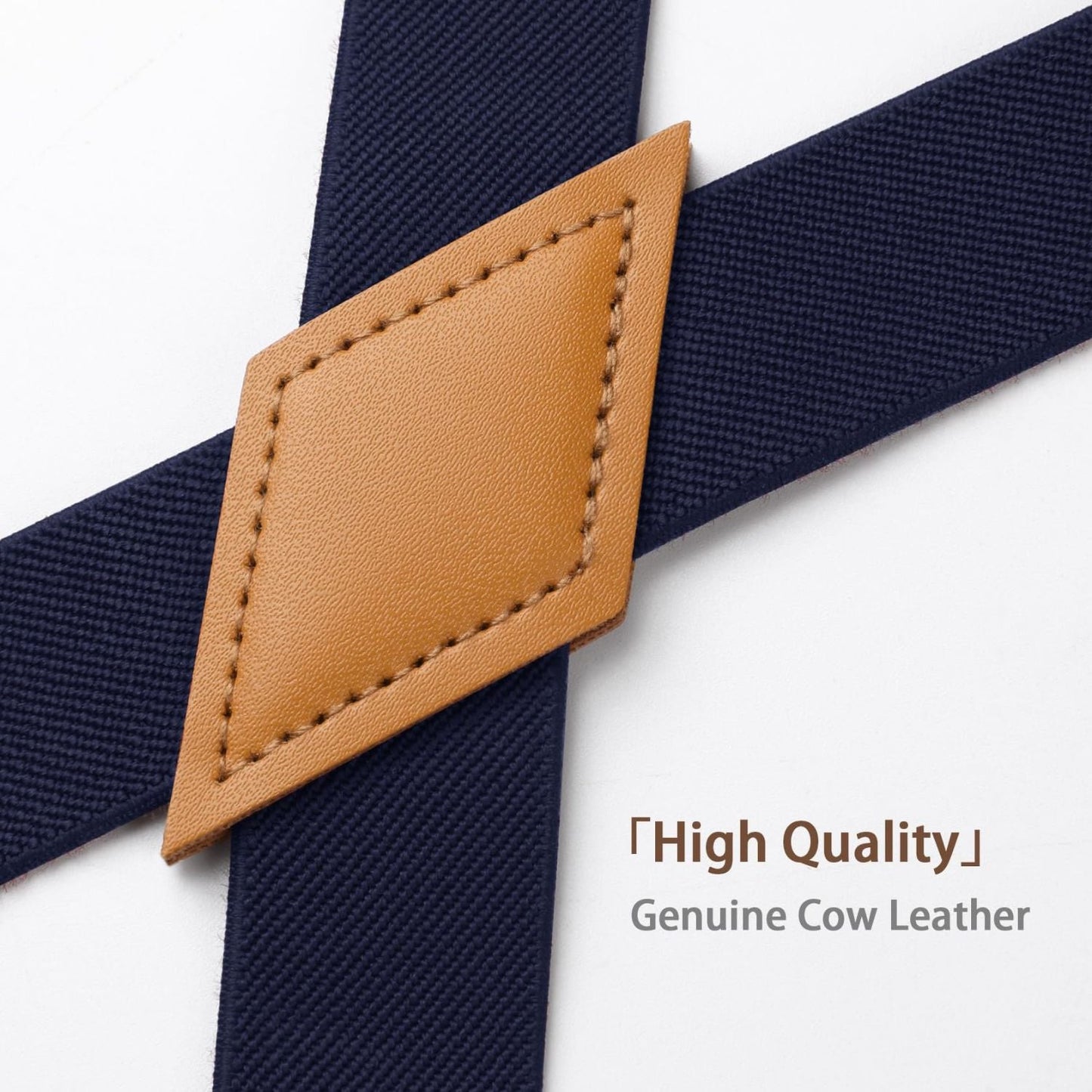 Hisdern 1.0 Inch Adjustable Suspender Navy Blue with 4-Clip for Formal Pants
