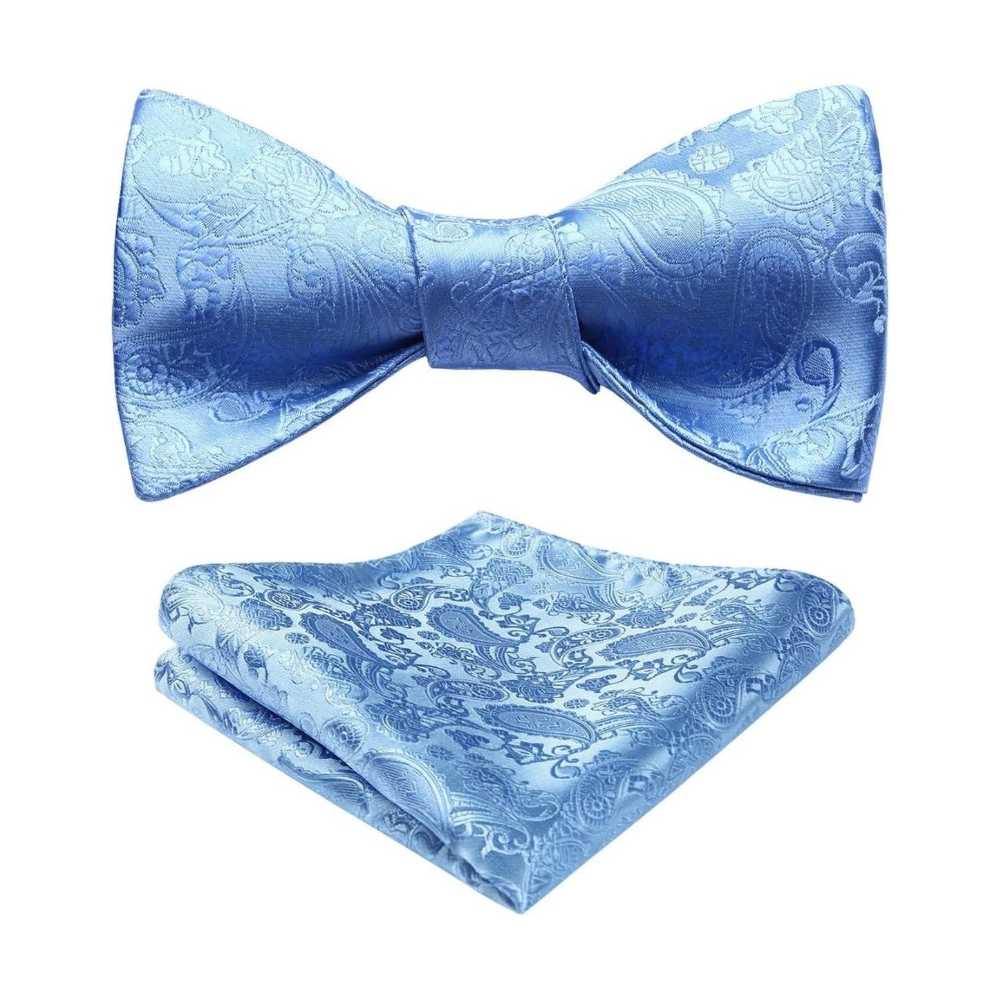 Hisdern Paisley Suspenders Pre-tied Bow Tie Set Sky Blue Formal Accessories