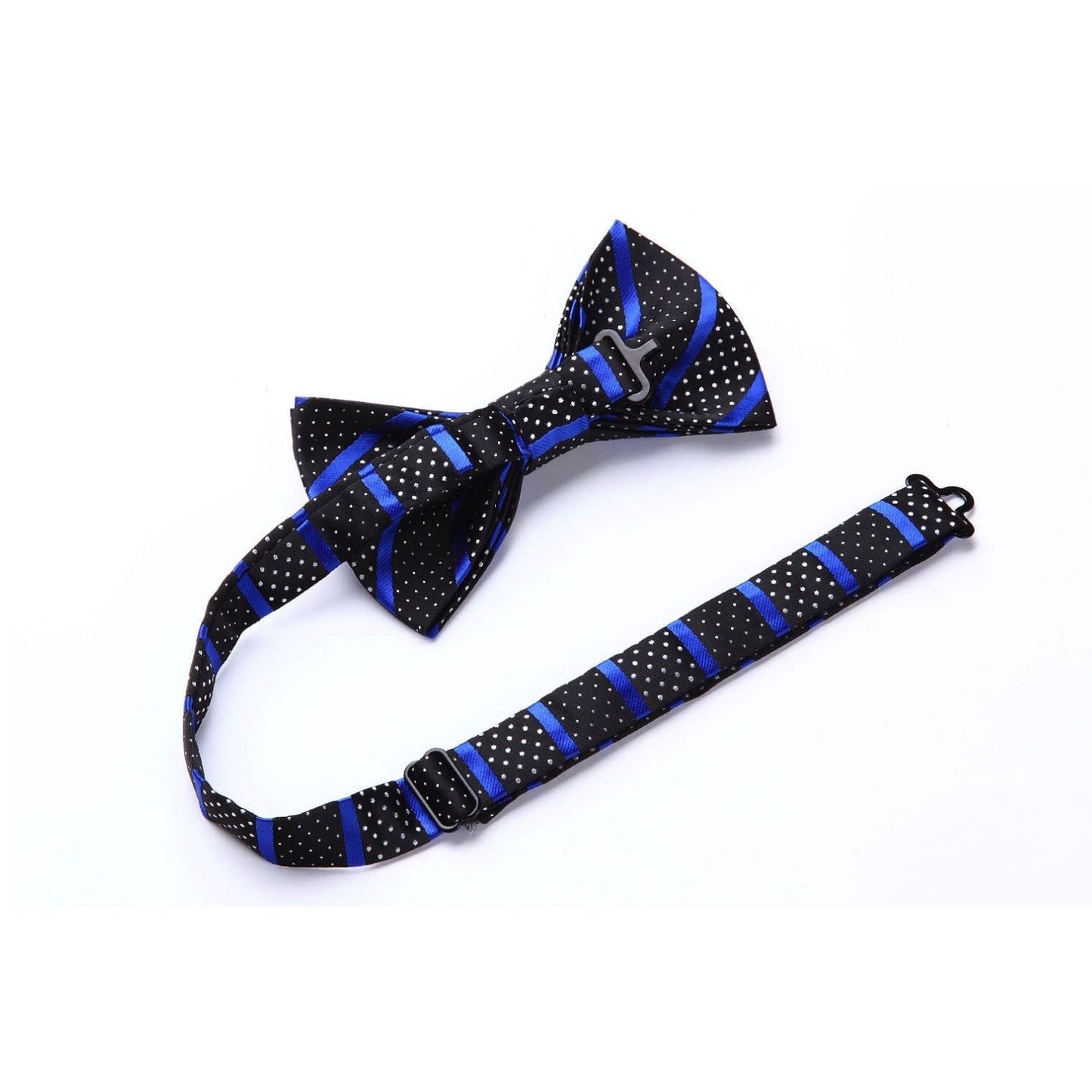 Hisdern Striped Suspenders Pre-tied Bow Tie Set Red Blue Black Groom Outfit