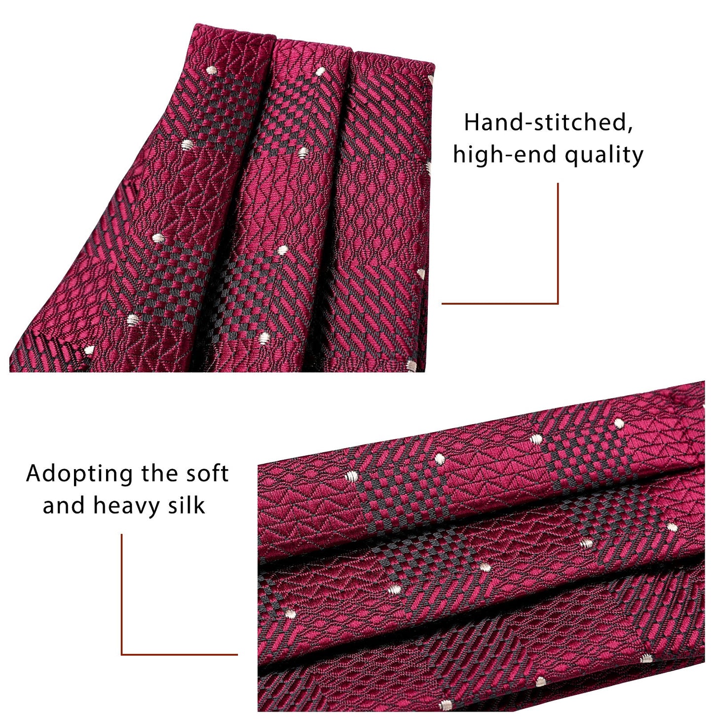 Hisdern Burgundy Checkered Men’s Neckwear for Casual Style