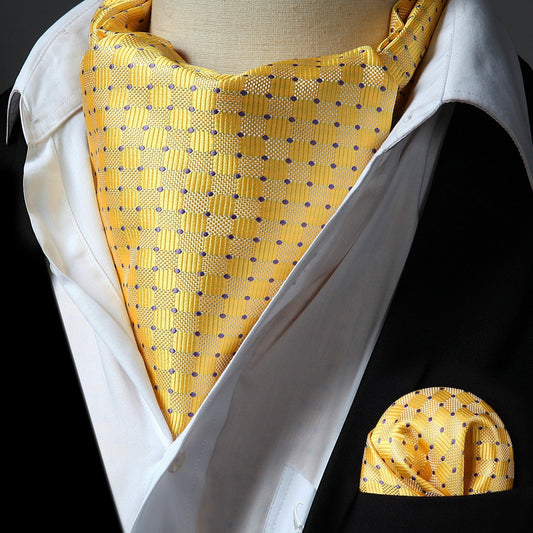 Hisdern Yellow Checkered Men’s Neckwear for Casual Style