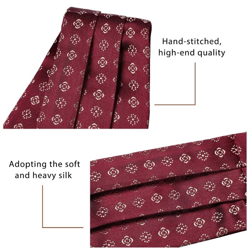 Hisdern Red Gold Floral Men’s Neckwear for Casual Style