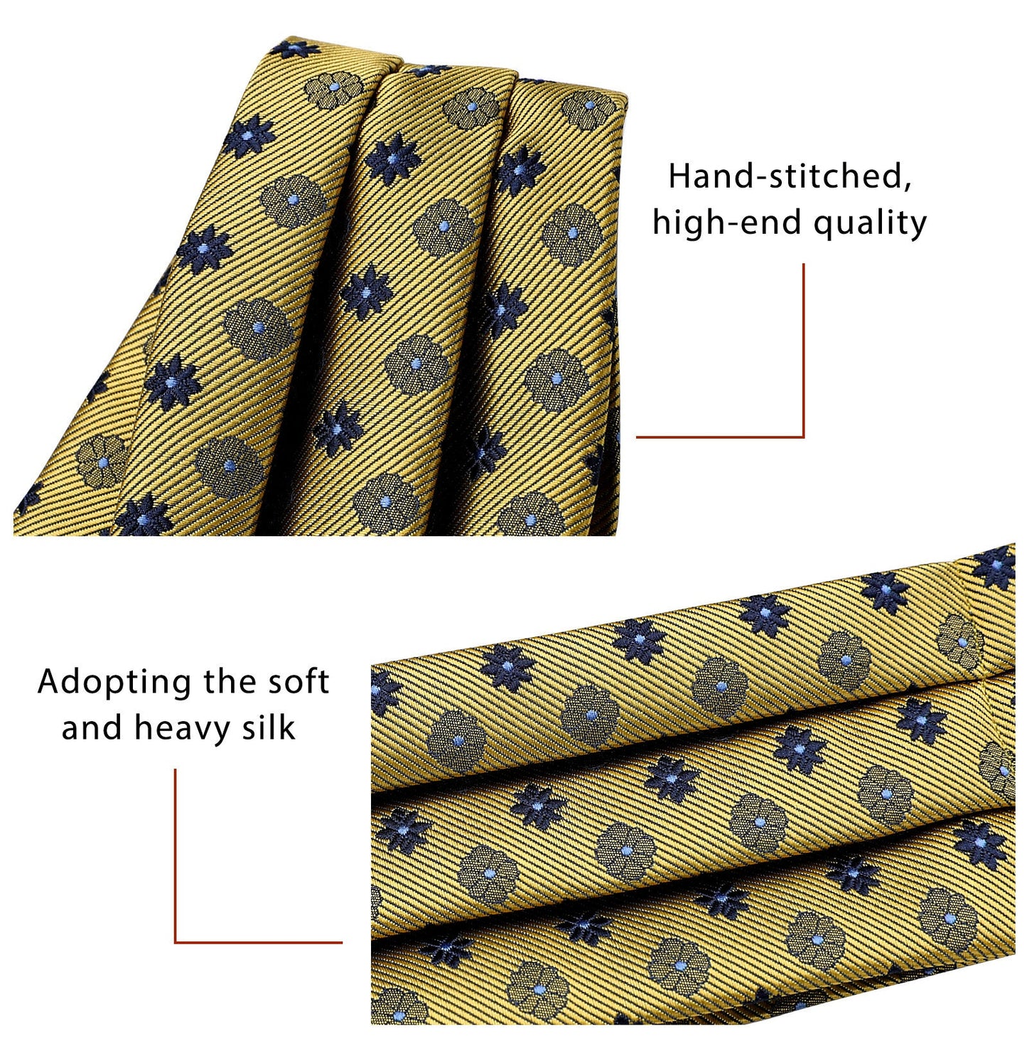 Hisdern Polka Dot Ascot Yellow Cravat for Men Vintage Style Neckwear