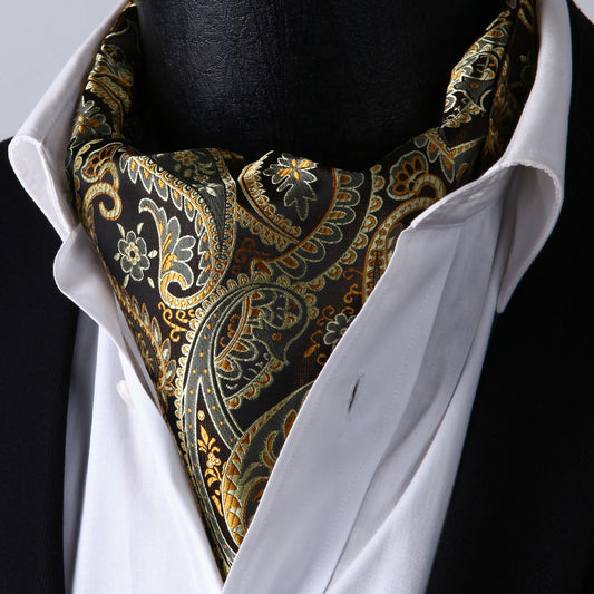 Hisdern Gold Paisley Men’s Neckwear for Casual Style