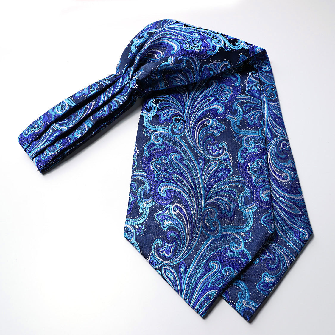 Hisdern Paisley Ascot Cravat for Men Blue Purple Formal Neckwear