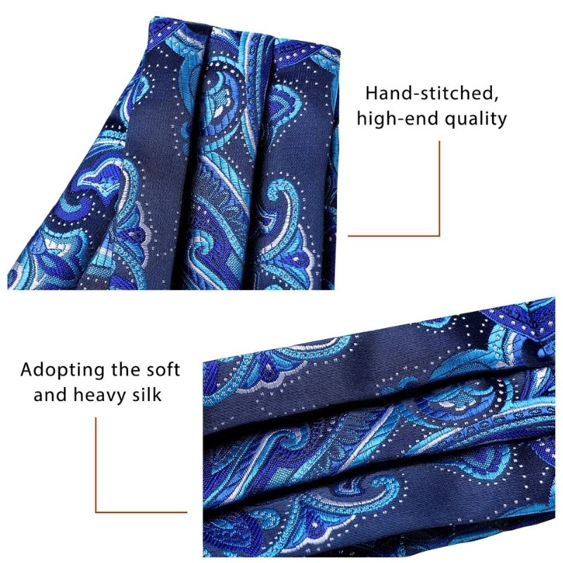 Hisdern Paisley Ascot Cravat for Men Blue Purple Formal Neckwear