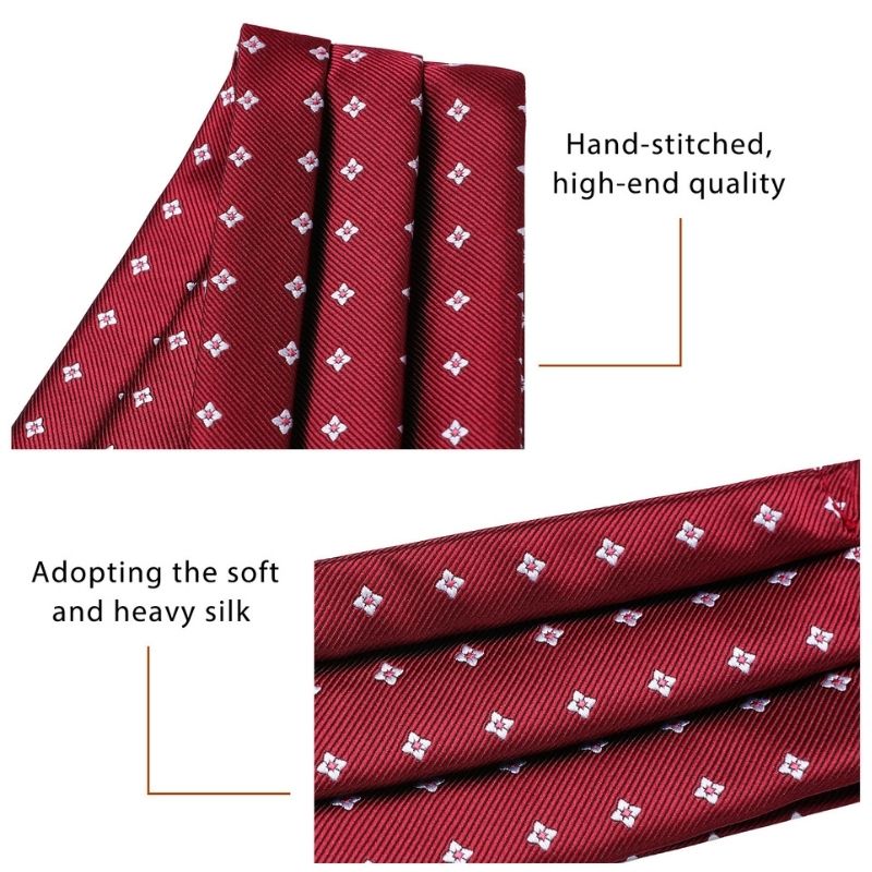 Hisdern Floral Red Ascot Cravat for Men Wedding Formal
